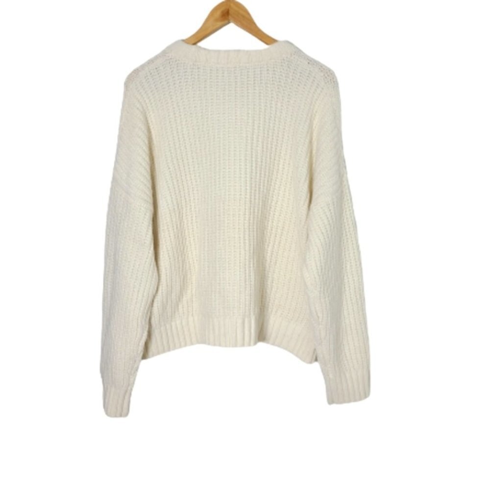 MADEWELL Charley Cream Cable Knit Sweater Womens Pointelle Wool Pullover Size XL - Picture 9 of 15
